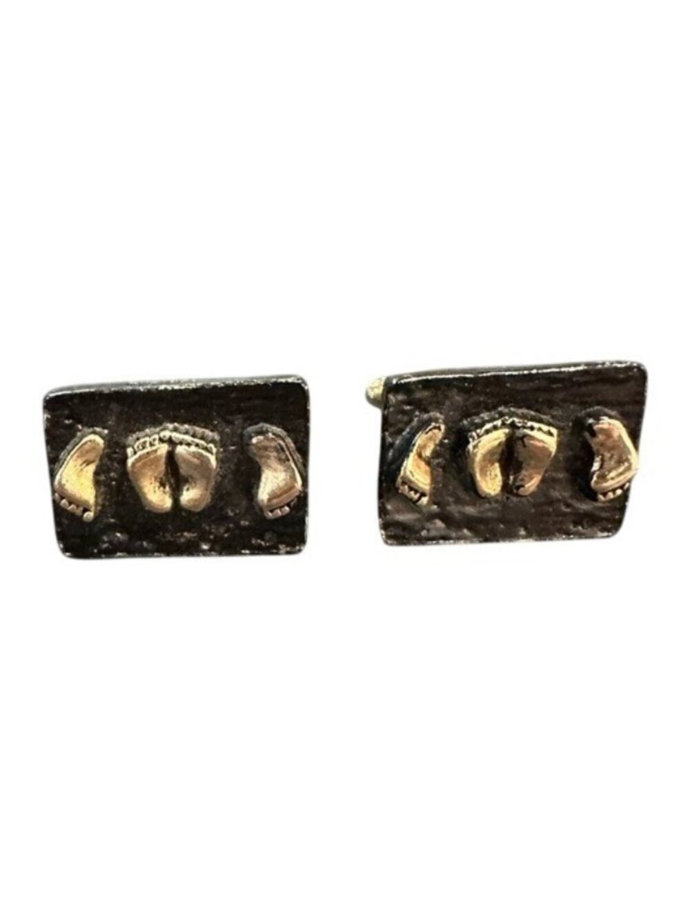 Naughty Feet Rectangle Cufflinks Adult Humor Funny Vintage Black Gold Risque